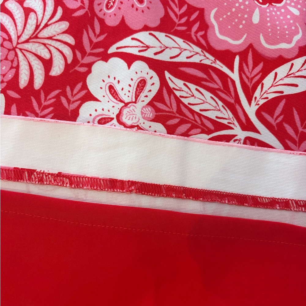 Talbots Canvas A-Line Skirt Size 12 Floral Paradise Red Pink Lined Spring - Picture 3 of 4